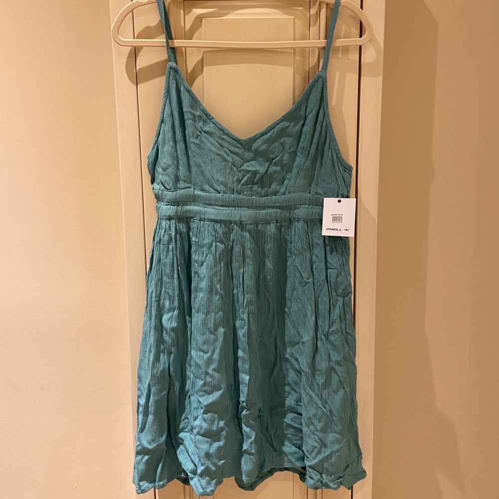 NWT O’Neill Kenzie solid blue mini adjustable straps flown beach dress sz medium - Picture 2 of 8